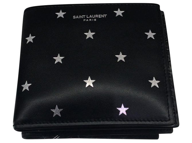 carteira estrelas saint laurent Preto Couro  ref.262919