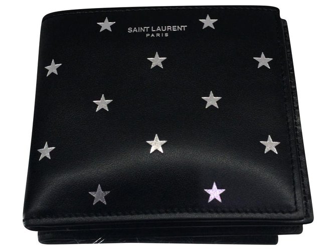 Saint Laurent Stars Brieftasche Schwarz Leder  ref.262919