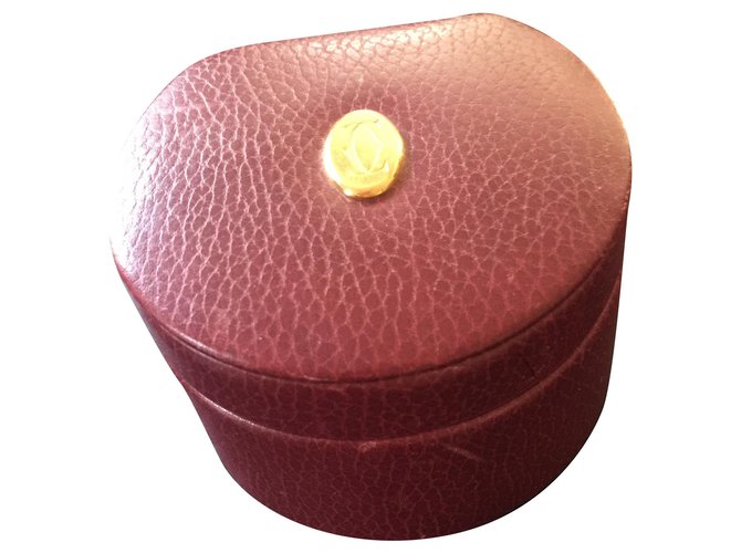 Cartier leather jewelry box Dark red  ref.262952