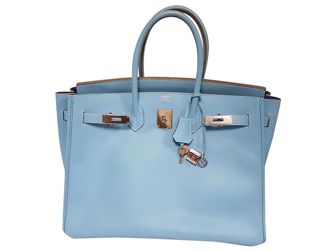 Hermès Birkin 35  Candy celeste Blu Blu chiaro Pelle