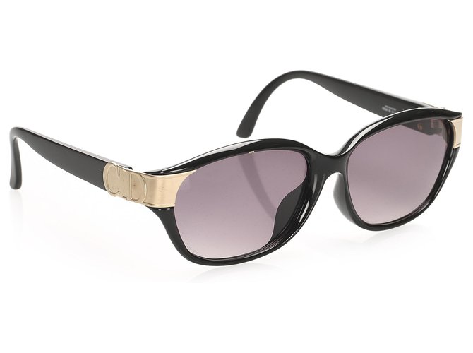 Dior Black Round Tinted Sunglasses Brown Beige Plastic  ref.263050
