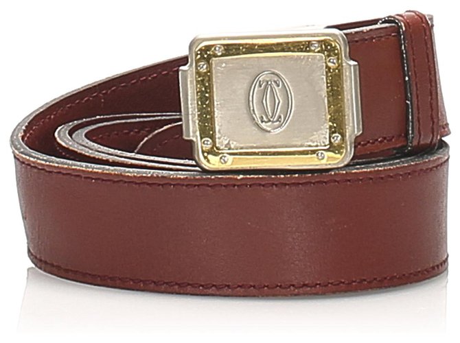 Cintura Cartier in pelle rossa Must de Cartier Rosso D'oro Metallo Vitello simile a un vitello  ref.263063
