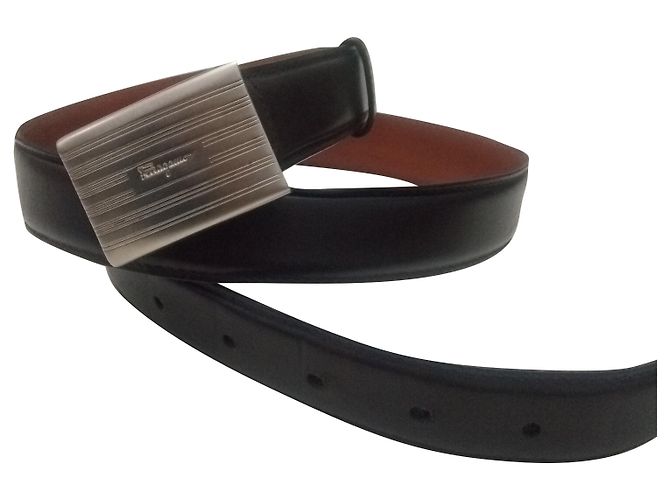 Cintura Salvatore Ferragamo in pelle nera Nero