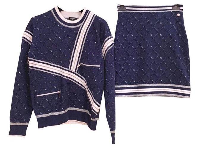 Chanel ''Airlines'' Planes suit Navy blue Cloth  ref.263254