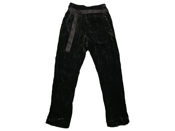 Ann Demeulemeester Pants, leggings Black Silk Viscose  ref.263281