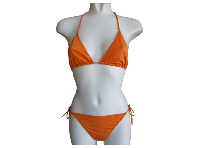 Guess bikini arancio logo strass Arancione Poliammide  ref.263287