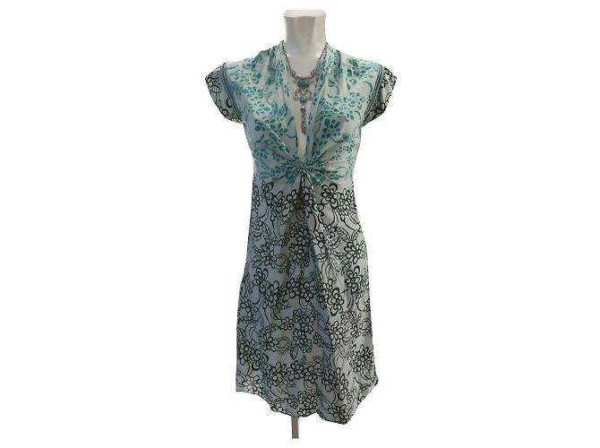 Pinko abito floreale azzurro nero Multicolore