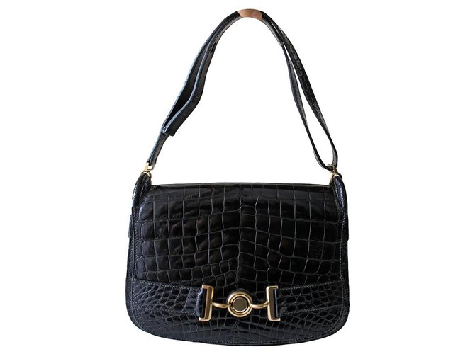 Autre Marque Vintage crocodile bag Black Exotic leather  ref.263310