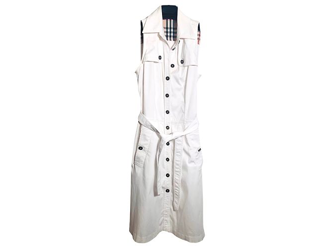 Vestido blanco sin mangas de algodón Burberry