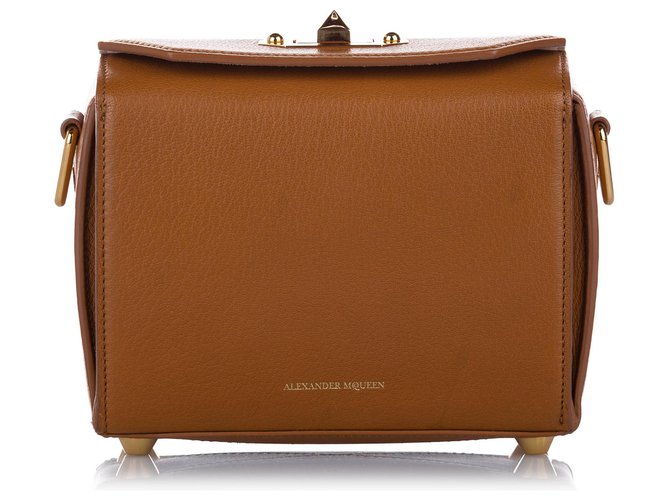 Alexander McQueen Brown Box 19 Leather Crossbody Bag Pony-style calfskin  ref.263414