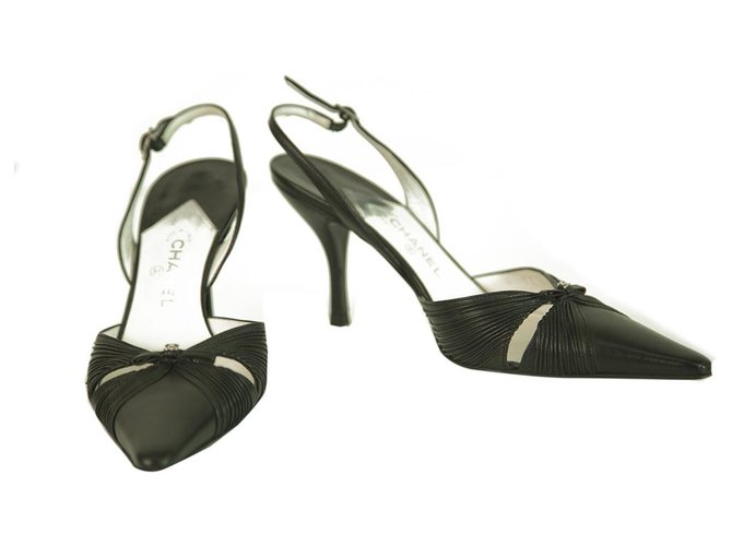 Chanel Heels Black Leather  ref.263429