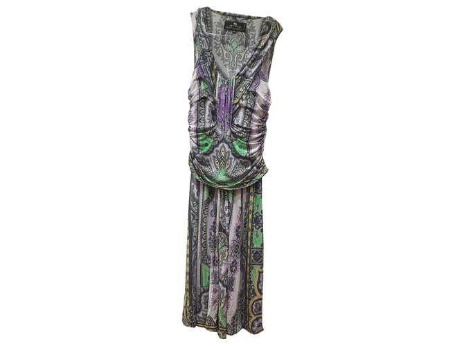 Etro paisley dress with drapery Multiple colors Polyester Polyamide  ref.263447