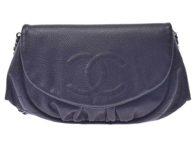 Chanel demi-lune Cuir Violet  ref.263468