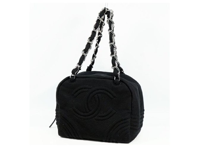 CHANEL COCO mark chain shoulder Womens shoulder bag black x silver hardware Cloth  ref.263505