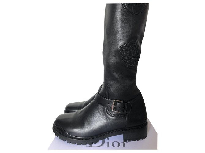 Dior Botas altas de muslo Negro Cuero  ref.263519
