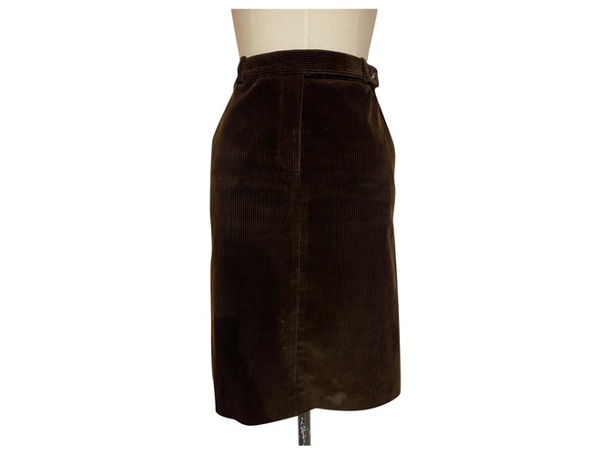 Céline Vintage skirt Dark brown Velvet  ref.263523