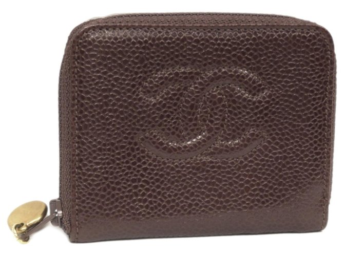 Chanel Red CC Caviar Leather Coin Pouch Dark red  ref.263597
