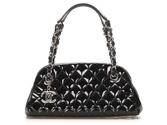Chanel Black Mademoiselle Patent Leather Bowling Bag  ref.263602