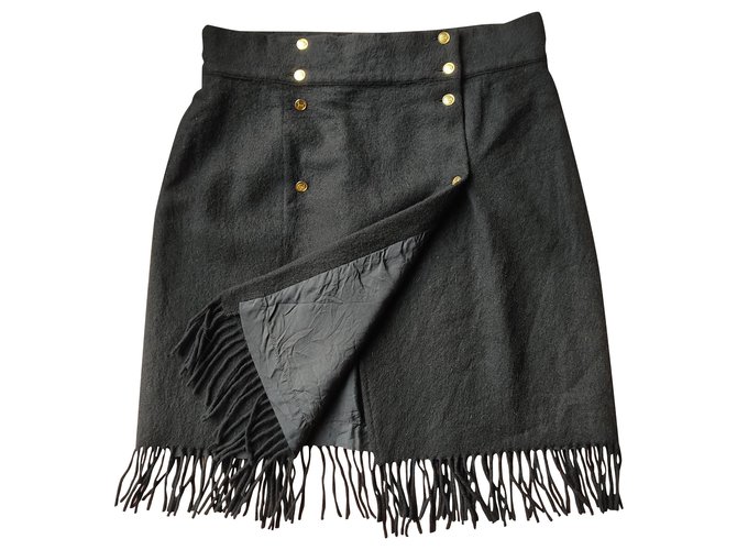 Chanel Vintage cashmere wrap skirt Black  ref.263658