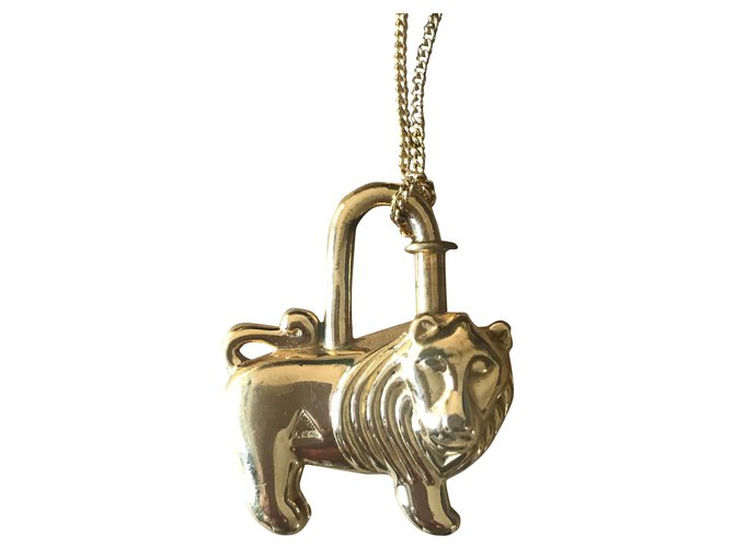 Kelly Hermès Autentico lucchetto vintage "Gold Tone Africa Lion" in edizione limitata D'oro Metallo  ref.263666