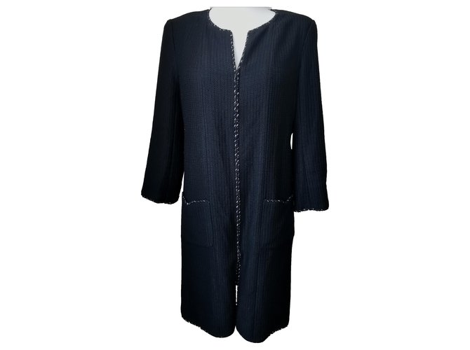 Chanel coat Black Cotton Polyester  ref.263669