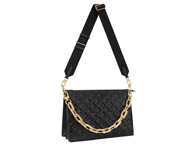 Bolso Louis Vuitton Coussin de cuero negro en relieve