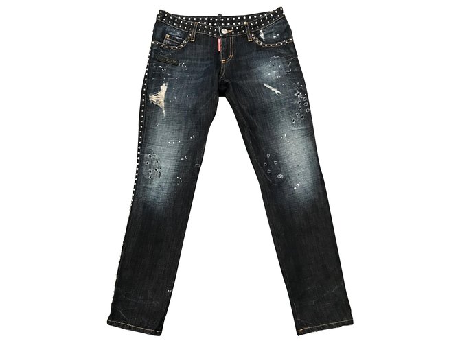 Vaqueros rectos Dsquared2 azules de algodón y lino 