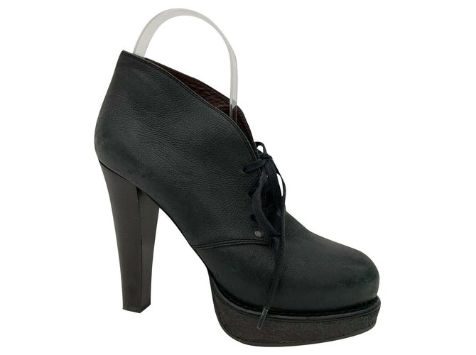 Bottega Veneta Lace up platform ankle boots Black Leather  ref.263715
