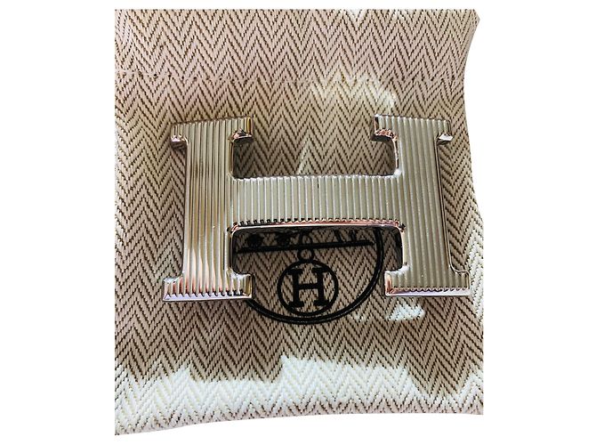 Constance Hermès silver belt buckle Calandre Silvery