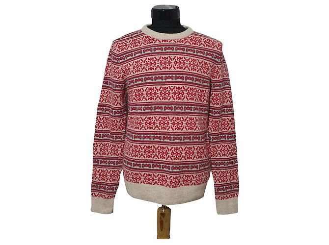 Abercrombie & Fitch Wollpullover mit Nylon Rot Mehrfarben