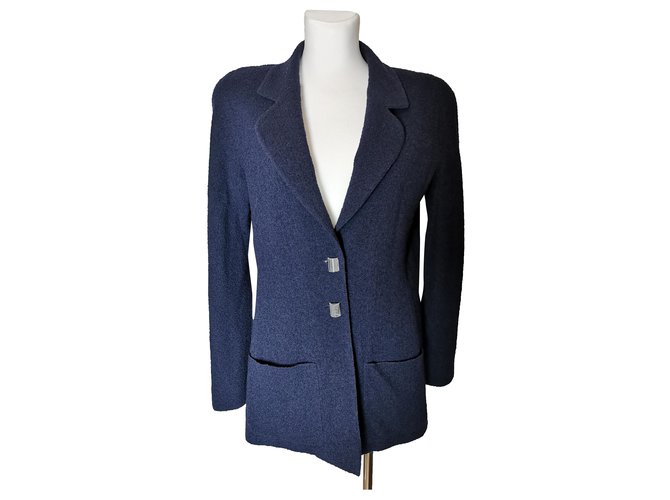 Chanel chaqueta de sport Azul marino Lana  ref.263772