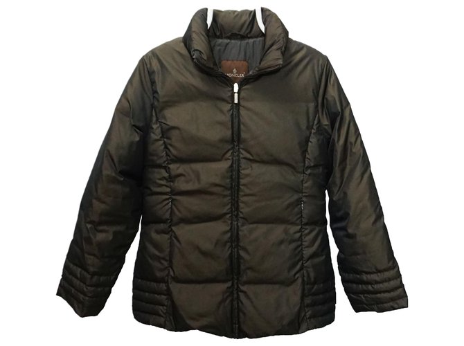 Casaco de jaqueta marrom vintage com marca de ganso com penugem de ganso MONCLER Poliéster Poliamida  ref.263782
