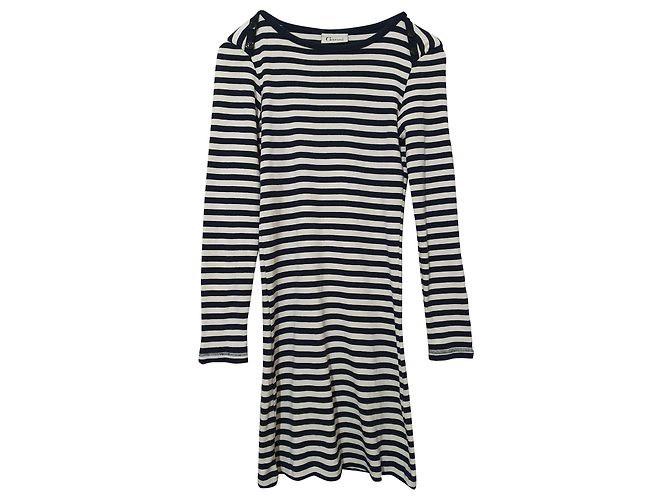 Vestido Ganni de algodón a rayas azul y blanco