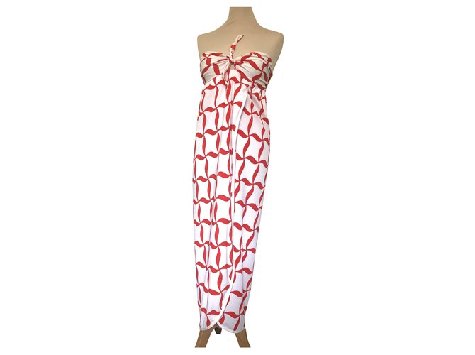 Christian Dior Dresses White Red Polyamide  ref.263874