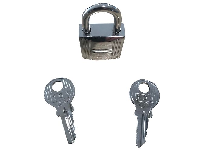 Lucchetto Hermès in acciaio argento palladio finitura lucida Silver hardware