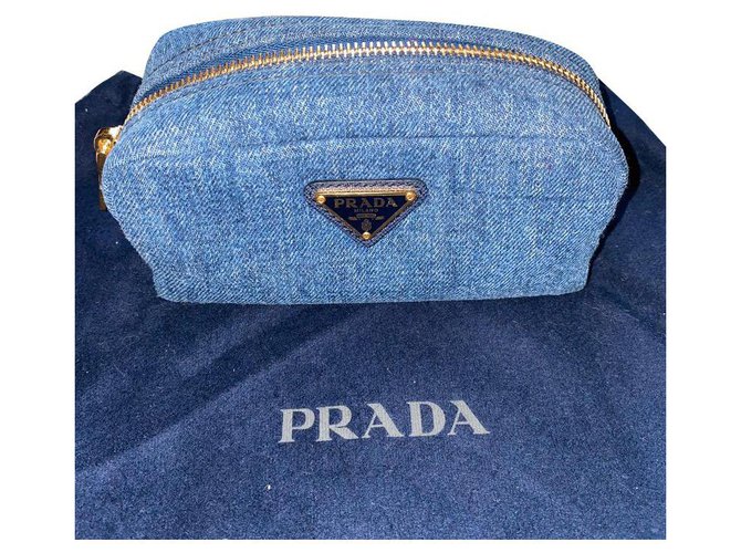 Prada Clutch bags Blue Denim  ref.263937