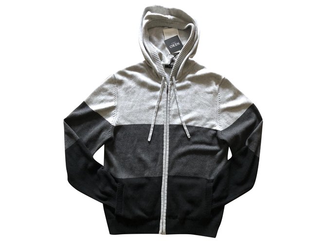 Cotton and cashmere hooded jacket Nero La Perla T. M unisex Black Grey Dark grey  ref.263962