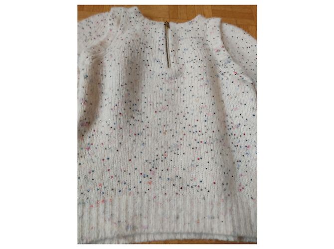 Chanel Strass Wollpullover Weiß