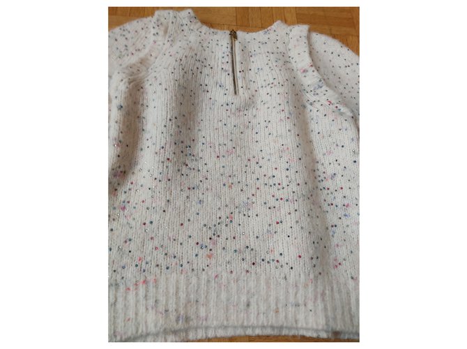Chanel Strass Wollpullover Weiß 
