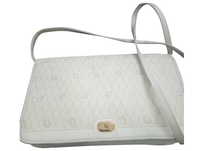 Dior Shoulder Strap White Coated Canvas Eggshell