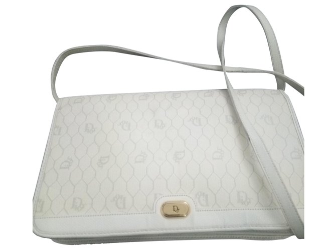 Dior Handtaschen Weiß Aus weiß Leinwand  ref.264142