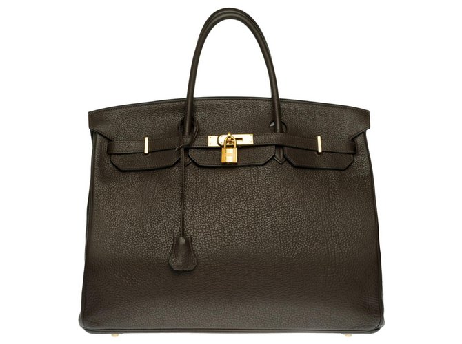 Herrlicher Hermès Birkin 40 aus braunem Togo Leder, neue vergoldete Metallbeschläge  ref.264147