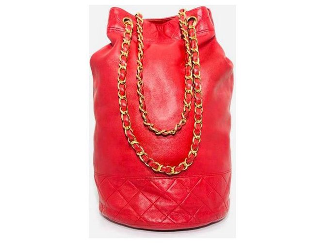 Chanel Handbags Red Leather  ref.264148