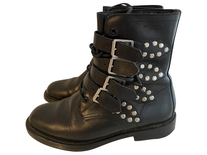 Saint Laurent Boots Black Leather  ref.264180