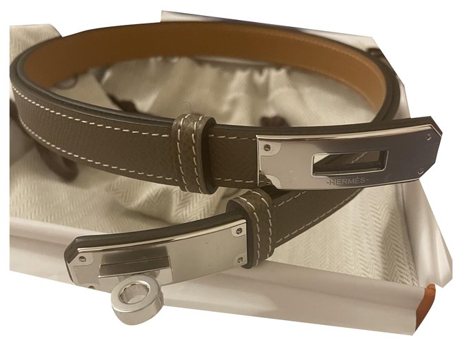 Hermès Cintura Kelly Grigio Pelle  ref.264284
