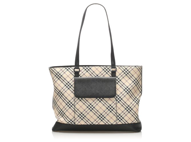 Burberry Brown Nova Check Canvas Tote Bag Multiple colors Beige Leather Cloth Pony-style calfskin Cloth  ref.264287