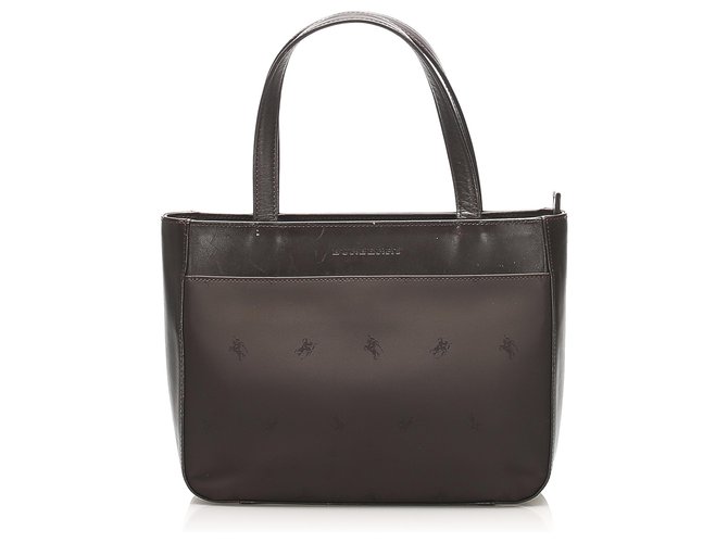 Burberry Brown Nylon Handbag Black Leather Pony-style calfskin Cloth  ref.264299