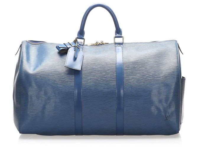 Louis Vuitton Blue Epi Keepall 50 Azul Cuero  ref.264301