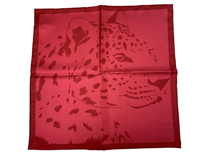 Cartier scarf Red Silk  ref.264462