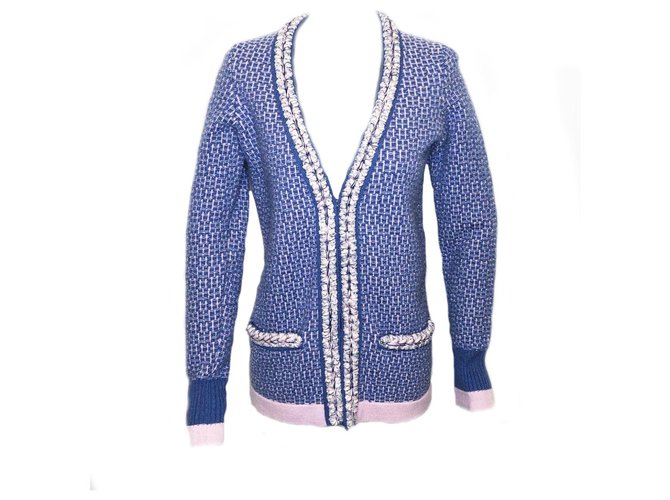 Chanel braided trim cardigan Multiple colors Cashmere  ref.264509